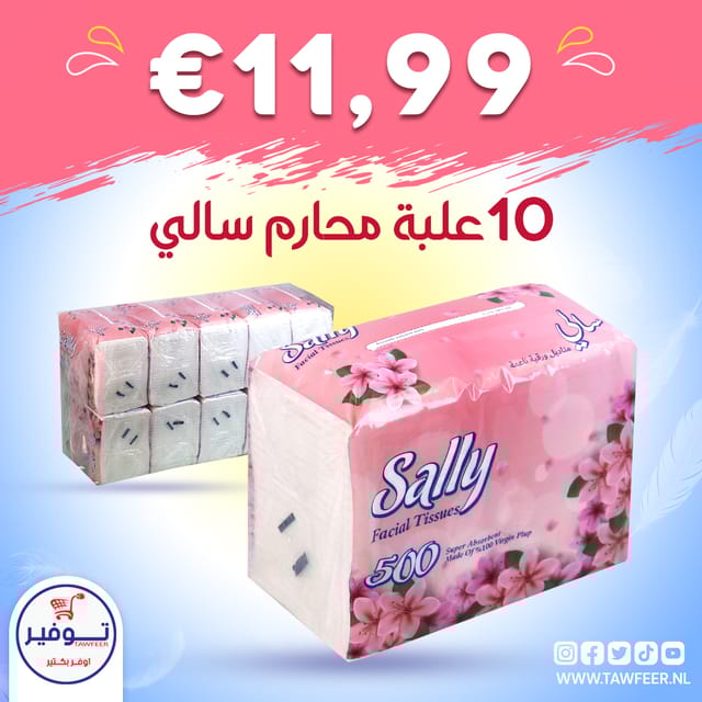 عشر عبوات مناديل  سالي 500 منديل