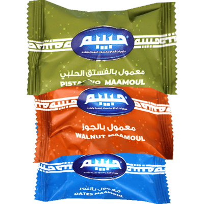 معمول مكس فستق وجوز وتمور علبة معدنية حبيبه 750 غ
