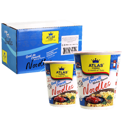 طرد 24 قطعة نودلز قريدس كوب أطلس فود 60غ