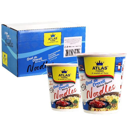 طرد 24 قطعة نودلز قريدس كوب أطلس فود 60غ