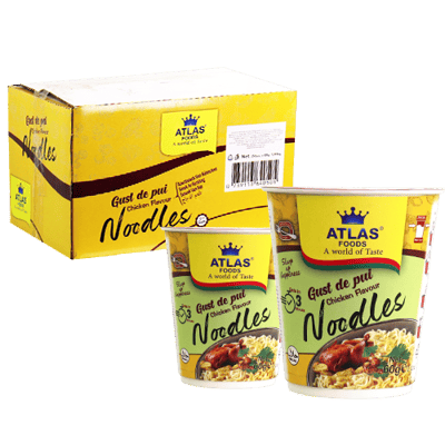 طرد 24 قطعة نودلز دجاج كوب أطلس فود 60غ