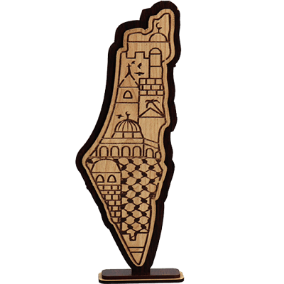 ستاند خشبي خريطة فلسطين 19 سم