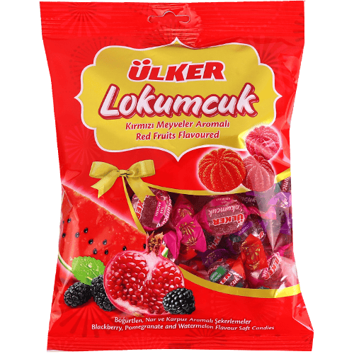 سكاكر طرية فواكه حمراء (توت أسود ورمان وبطيخ) أولكر 225غ