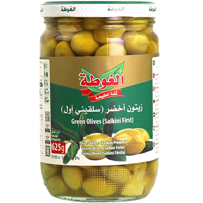 زيتون أخضر سلقيني أول الغوطة 625غ صافي